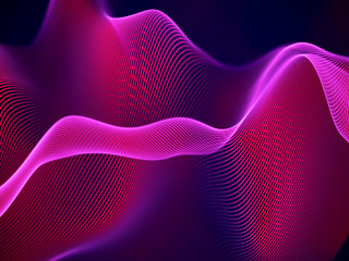 3D visualization of sound waves. Big data or information concept: Red chart. Data abstract: futuristic digital landscape. Visual sound waves or audio equalizer. EPS 10 vector illustration.