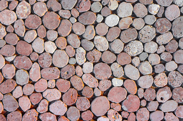 Dry old stone wall texture background close up