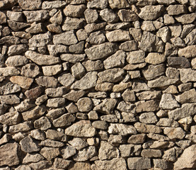 Dry old stone wall texture background close up