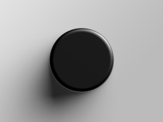 Black product pedestal on grey background top view. Platform for design visualization . Product promotion stand. 3d rendering