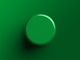 Green product pedestal on green background top view. Platform for design visualization . Product promotion stand. 3d rendering