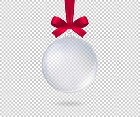 Transparent realistic christmas ball. Isolated. Vector illustration