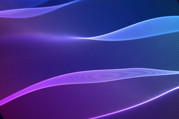 3D Sound waves, visual audio equalizer. Big data abstract visualization. Blue-pink bright sound waves. Digital technology concept: virtual landscape. Modern background. EPS 10 vector illustration.