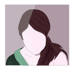 Beautiful young woman. Woman silhouette portrait in cartoon style.