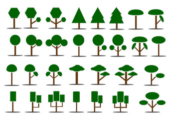 ecology icons set isolated on white background,Set of abstract stylized trees,trees silhouettes on white background ,nature,vector illustration