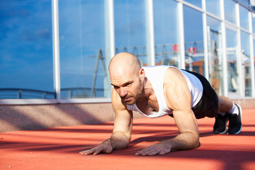 Man doing plank training