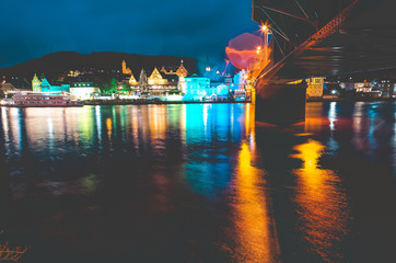 Traben-Trarbach at the time of the Christmas market in Germany in 2018 with the banks of the Moselle