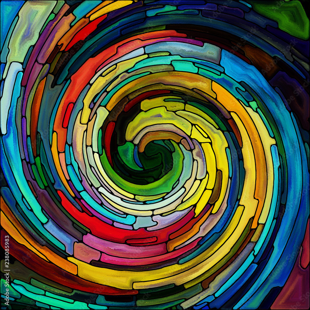 Wall mural visualization of spiral color