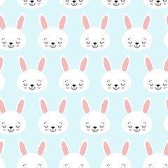 Seamless pattern with cartoon bunnies for kids. Abstract art print. background with cute animals. Vector illustration