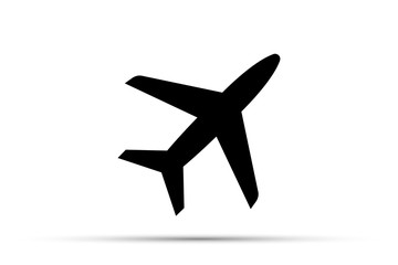 Air plane black silhouette flat icon on a white