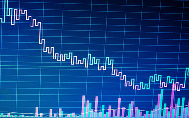Financial data on a monitor. Stock market and other finance themes