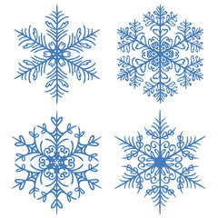 Fototapeta premium Snowflake winter. Raster version silhouettes on white background