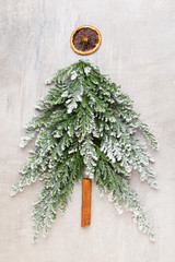 Christmas tree flat lay.