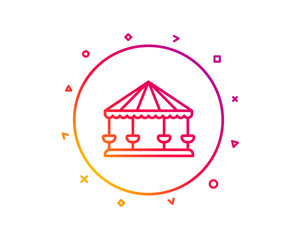 Carousels line icon. Amusement park sign. Gradient pattern line button. Carousels icon design. Geometric shapes. Vector