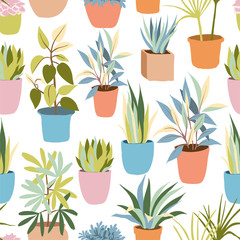 House plants seamless pattern