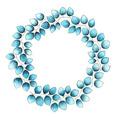 Watercolor Flower and Leaves Round Frame Background