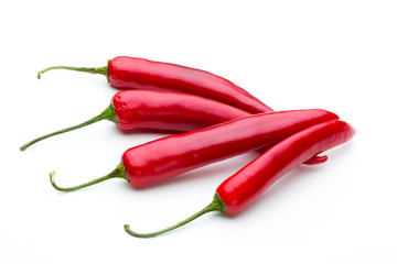 Red chilli pepper isolated on a white background.