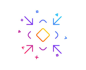 Minimize arrow line icon. Small screen symbol. Minimise Navigation sign. Gradient line button. Minimize icon design. Colorful geometric shapes. Vector