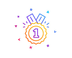 Reward Medal line icon. Winner achievement or Award symbol. Glory or Honor sign. Gradient line button. Approved icon design. Colorful geometric shapes. Vector