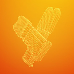 Police electro shocker taser stun gun. Wireframe low poly mesh vector illustration