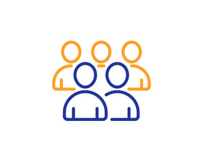 Group line icon. Business management sign. Teamwork symbol. Colorful outline concept. Blue and orange thin line color icon. Group Vector