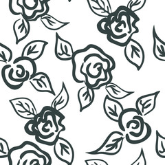 Vector seamless patern graphic roses on a background.