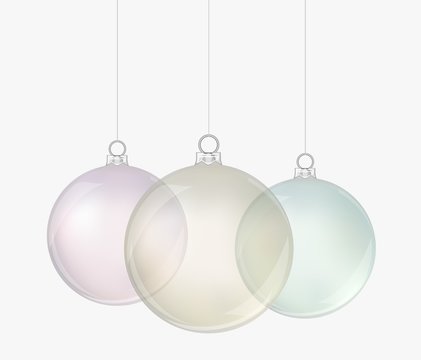 Transparent realistic christmas balls. Isolated. Vector illustration