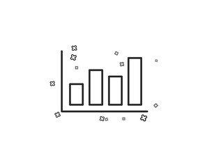 Histogram Column chart line icon. Financial graph sign. Stock exchange symbol. Business investment. Geometric shapes. Random cross elements. Linear Report diagram icon design. Vector