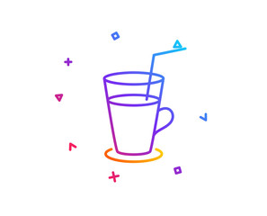 Coffee or Cocktail line icon. Fresh drink sign. Beverage symbol. Gradient line button. Cocktail icon design. Colorful geometric shapes. Vector