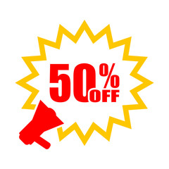 Megaphone with percent discounts. Vector sale labels and megaphone. Business Concept. Discount. Vector illustration