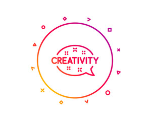 Creativity speech bubble line icon. Graphic art sign. Inspiration symbol. Gradient pattern line button. Creativity icon design. Geometric shapes. Vector