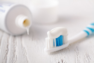 nature Toothpaste, close up view on table