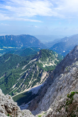 Fototapeta na wymiar The Slovenian-Austrian border - outlook from Vrtaca peak - Kamnik-savinja alps.