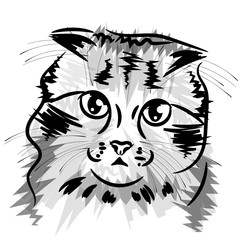 The Vector logo cat for T-shirt design or outwear. Hunting style cat background.Vector