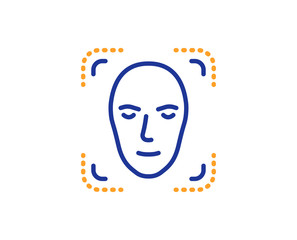 Face detection line icon. Head recognition sign. Identification symbol. Colorful outline concept. Blue and orange thin line color icon. Face detection Vector