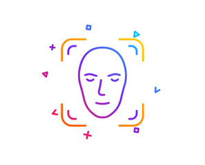 Face detection line icon. Head recognition sign. Identification symbol. Gradient line button. Face detection icon design. Colorful geometric shapes. Vector