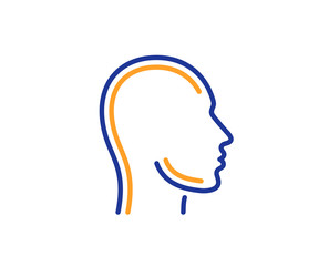 Head line icon. Human profile sign. Facial identification symbol. Colorful outline concept. Blue and orange thin line color icon. Head Vector