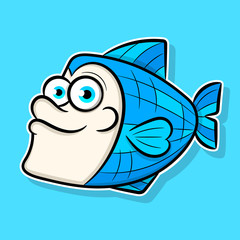 Funny fish pattern on white background vector.