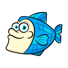 Funny fish pattern on white background vector.