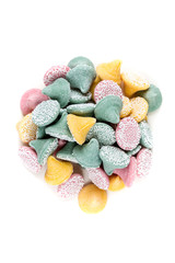 Large multicolored drops with sugar ball coating mint candy