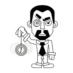 hypnotist with a clock in a shirt and tie vector
