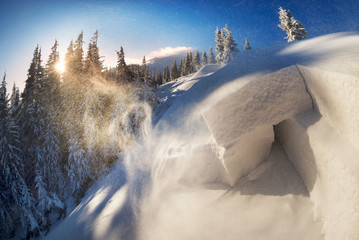 avalanche on a dangerous slope