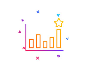 Efficacy line icon. Business chart sign. Analysis graph symbol. Gradient line button. Efficacy icon design. Colorful geometric shapes. Vector
