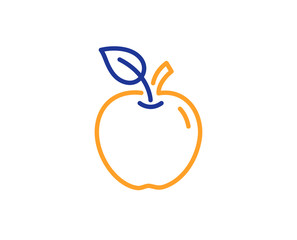 Apple line icon. Fresh fruit sign. Natural food symbol. Colorful outline concept. Blue and orange thin line color Apple icon. Vector