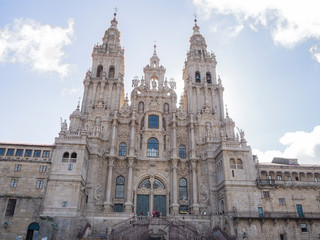 Fototapeta na wymiar Catedral de Santiago de Compostela en Galicia, España, vacaciones de 2018 