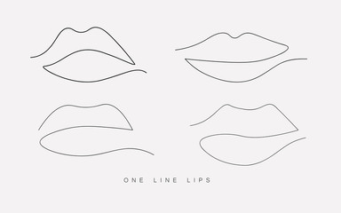 Lipstick kiss. Continuous one line drawing. Vector illustration