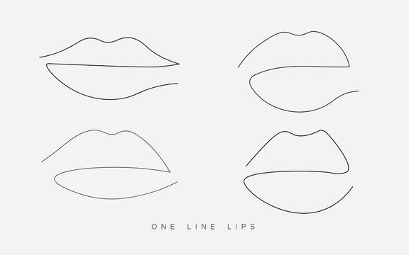 Lipstick kiss. Continuous one line drawing. Vector illustration