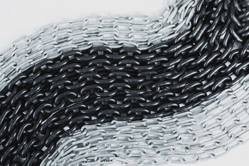 Two-colored chain heap - metal background on white