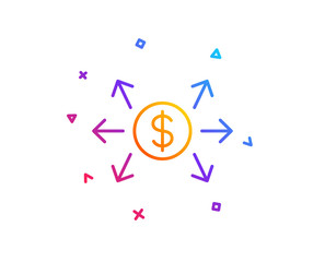 Dollar exchange line icon. Payment sign. Finance symbol. Gradient line button. Dollar exchange icon design. Colorful geometric shapes. Vector