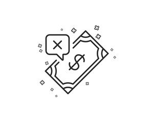 Rejected Payment line icon. Dollar money sign. Finance symbol. Geometric shapes. Random cross elements. Linear Rejected Payment icon design. Vector